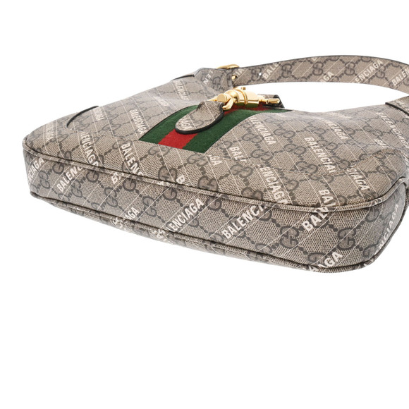 Gucci GG Supreme Jackie Balenciaga The Hacker Brown Beige Handbag - Picture 5 of 9